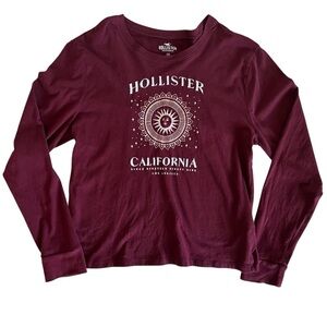 Hollister Burgundy Graphic Long Sleeve Tee